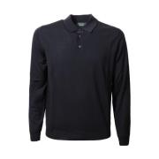 Blauw Lange Mouw Poloshirt Flexwool Zanone , Blue , Heren