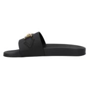 Leather flats Versace , Black , Heren