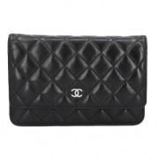 Pre-owned Leather wallets Chanel Vintage , Black , Dames