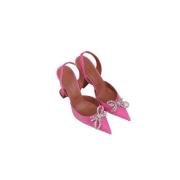 Pre-owned Leather heels Amina Muaddi Pre-owned , Pink , Dames