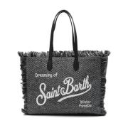 Grijze Gebreide Herringbone Patroon Tote Tas MC2 Saint Barth , Gray , ...