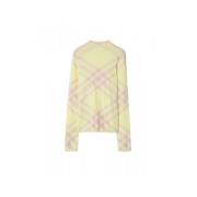 Geruite Wollen Crewneck Trui Burberry , Yellow , Dames