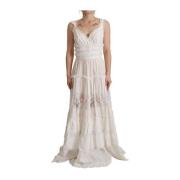 Witte Katoenen Gelaagde Maxi Jurk Dolce & Gabbana , White , Dames