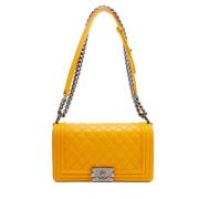 Pre-owned Leather chanel-bags Chanel Vintage , Yellow , Dames