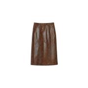 Lizard Effect Longuette Rok Twinset , Brown , Dames