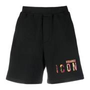 Logo Bermuda Shorts Dsquared2 , Black , Heren