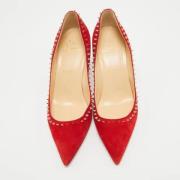 Pre-owned Suede heels Christian Louboutin Pre-owned , Red , Dames