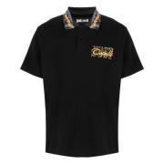 Zwarte korte mouw katoenen poloshirt Just Cavalli , Black , Heren