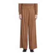 Wijde Flanellen Broek Max Mara Studio , Brown , Dames