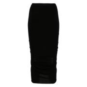 Zwarte Garnalen Midi Rok Casual Stijl Rick Owens , Black , Dames