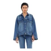 Denimjack met klassieke details Rabens Saloner , Blue , Dames