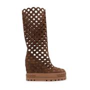 Elegante Bruine Hoge Hak Lange Laarzen Casadei , Brown , Dames