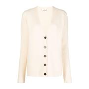 Ecru Wol Gebreid Cardigan Jil Sander , White , Dames