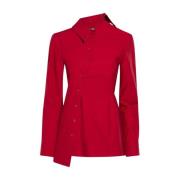 Asymmetrisch Overhemd met Parelknopen Jacquemus , Red , Dames