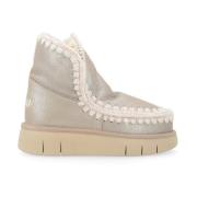 Eskimo Bounce Leren Laars Steen Metallic Mou , Gray , Dames