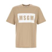 Katoenen T-shirt in Beige Msgm , Beige , Heren