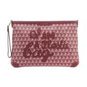 Canvas Clutch met leren afwerking Anya Hindmarch , Pink , Dames