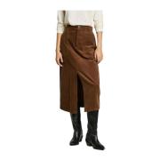 Retro Bruine Ribfluwelen Rok Pepe Jeans , Brown , Dames