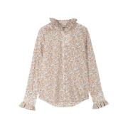 Phoebe Liberty Print Ruffle Blouse Apof , Beige , Dames