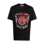 Logo Paillet T-shirt Versace Jeans Couture , Black , Heren