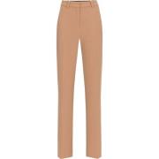 Rechte Crêpe Broek met Geborduurd Logo Elisabetta Franchi , Brown , Da...