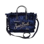 Blauwe Velvet Colette Tas met Franjes MC2 Saint Barth , Blue , Dames