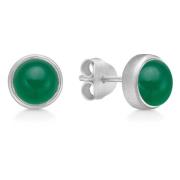 Groene Onyx Zilveren Oorknopjes Frk. Lisberg , Gray , Dames