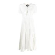 Witte Midi Jurk met Kantkraag en Plooien Self Portrait , White , Dames