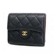 Pre-owned Leather wallets Chanel Vintage , Black , Dames