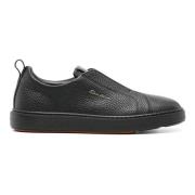 Casual Zwarte Leren Sneakers Santoni , Black , Heren