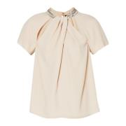 Mouwloze Top Polyester Samenstelling Liu Jo , Beige , Dames