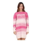 Roze Gradient Maxi Sweater Jurk Moschino , Pink , Dames