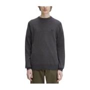 Merino Wol Ronde Hals Trui Fred Perry , Gray , Heren