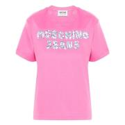 Roze Katoenen Jersey T-Shirt Moschino , Pink , Dames