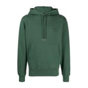 Groene Logo-Patch Katoenen Hoodie Maison Kitsuné , Green , Heren