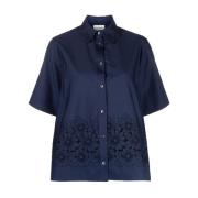 Blauw Katoenen Korte Mouw Shirt P.a.r.o.s.h. , Blue , Dames