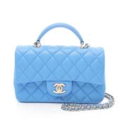 Pre-owned Leather chanel-bags Chanel Vintage , Blue , Dames