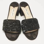 Pre-owned Satin sandals Jimmy Choo Pre-owned , Black , Dames