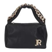 Zwarte Stoffen Ketting Handvat Rits Tas John Richmond , Black , Dames