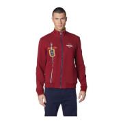 Bordeaux Full-Zip Sweater met Borduurwerk Aeronautica Militare , Purpl...