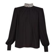 Polyester Blouse met Unieke Stijl Liu Jo , Black , Dames