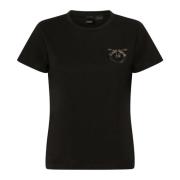 Katoenen T-shirt met uniek ontwerp Pinko , Black , Dames