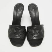 Pre-owned Leather sandals Louis Vuitton Vintage , Black , Dames