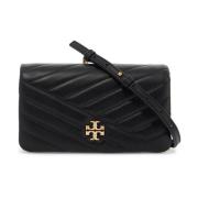 Chevron Gewatteerde Crossbody Tas met Double T Tory Burch , Black , Da...