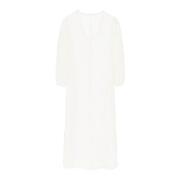 Linnen Maxi Jurk met Wijde Halslijn By Herenne Birger , White , Dames