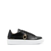 Zwarte Leren Mid-Top Platform Sneakers Billionaire , Black , Heren