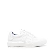 Witte Leren Elegante Gesloten Platte Sneakers Zilli , White , Heren