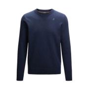 Blauwe Crewneck Gebreide Trui K-Way , Blue , Heren