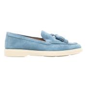 Blauwe Casual Gesloten Loafers met Rubberen Zool Santoni , Blue , Dame...