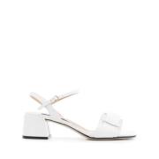 Witte Leren Middelhak Sandalen Sergio Rossi , White , Dames